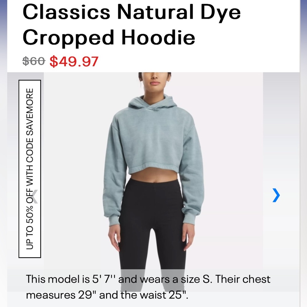 M Reebok Cropped Hoodie
